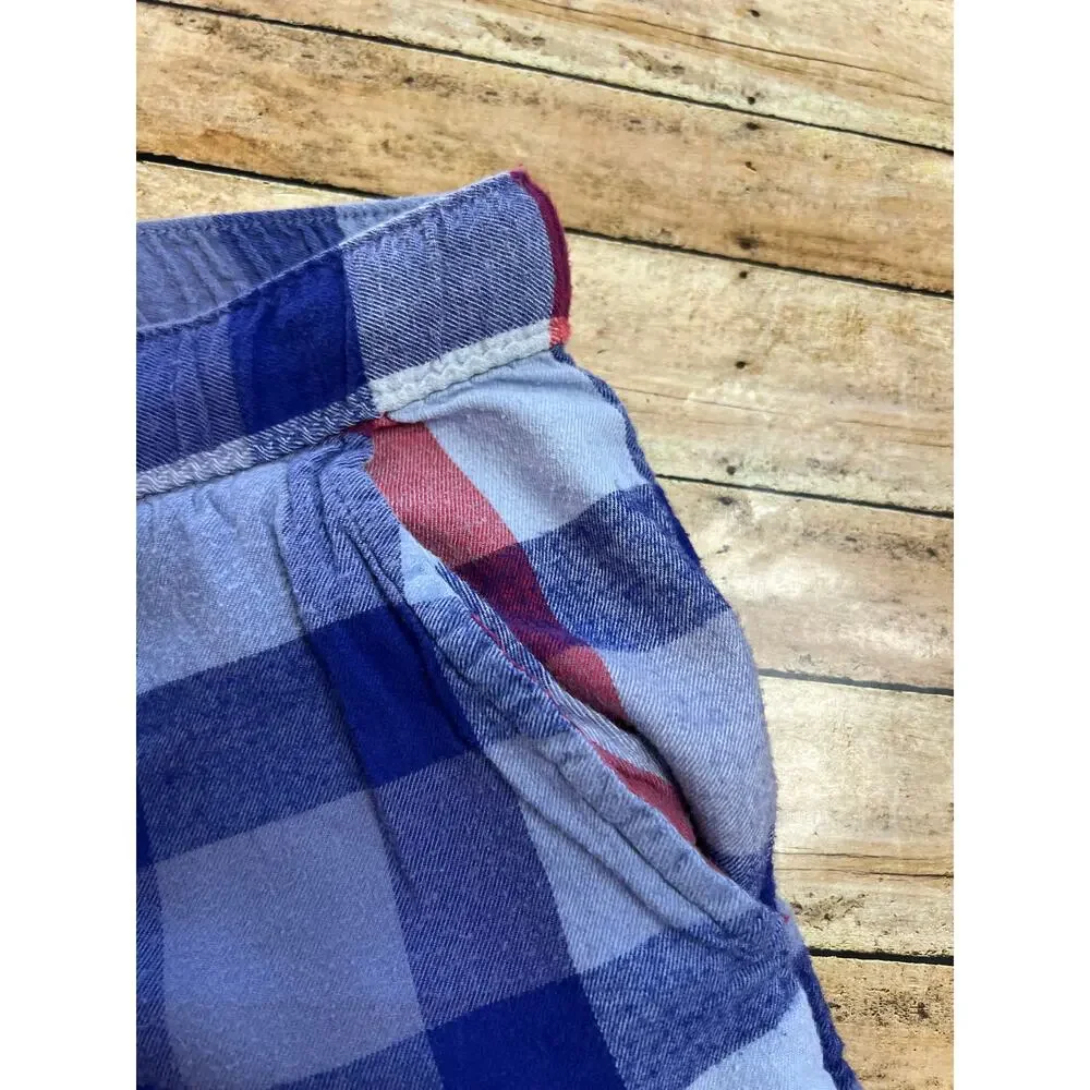 Aerie Real Soft Flannel Sleep Pants Pajama Blue Red Plaid Size XL Short